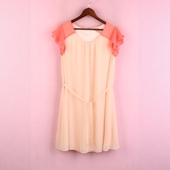 连衣裙 拼接孕妇装 徐08 100SYMM156上新库存剪标女夏圆领短袖