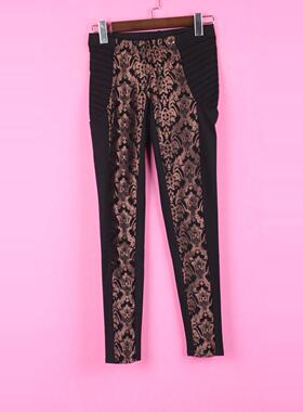 【徐】 [万]76FWXZ329女春秋休闲拼接印花小脚口低腰弹性九分裤