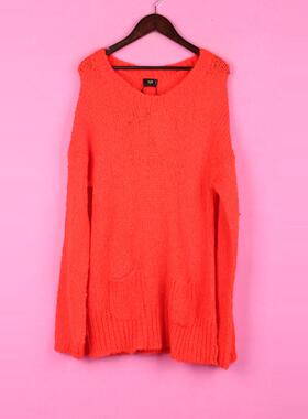 [徐][万]包邮76FWXZ060女春秋套头圆领长袖糖果色宽松针织衫上衣