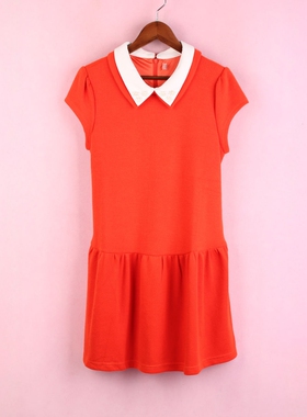 【徐08】100SYMM072上新库存剪标女夏翻领短袖拼接孕妇装连衣裙