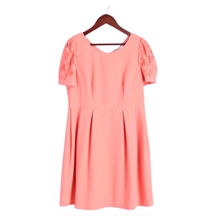 拼接收腰蕾丝连衣裙 R系列142037库存清仓女夏V领短袖 徐08