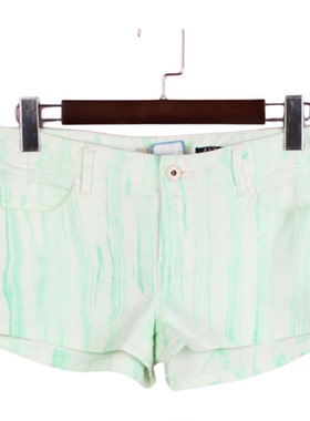 【徐08】坚系列80JCWD201女夏休闲裤低腰百搭浅绿牛仔超短裤热裤