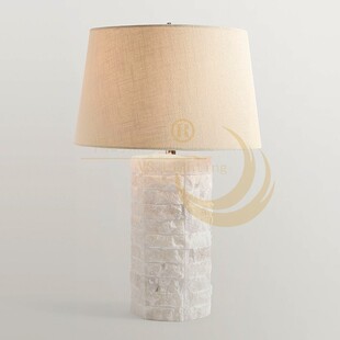 法式轻奢不规则云石布罩台灯客厅书房台灯卧室床头灯样板间定制灯