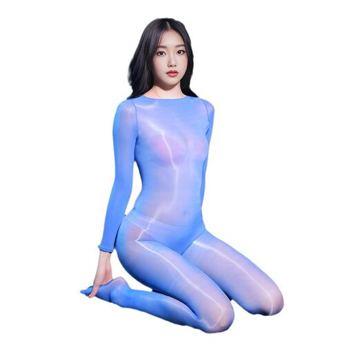 马油连体衣性感丝滑男士款油亮912针带jj套8D诱惑透明全身袜