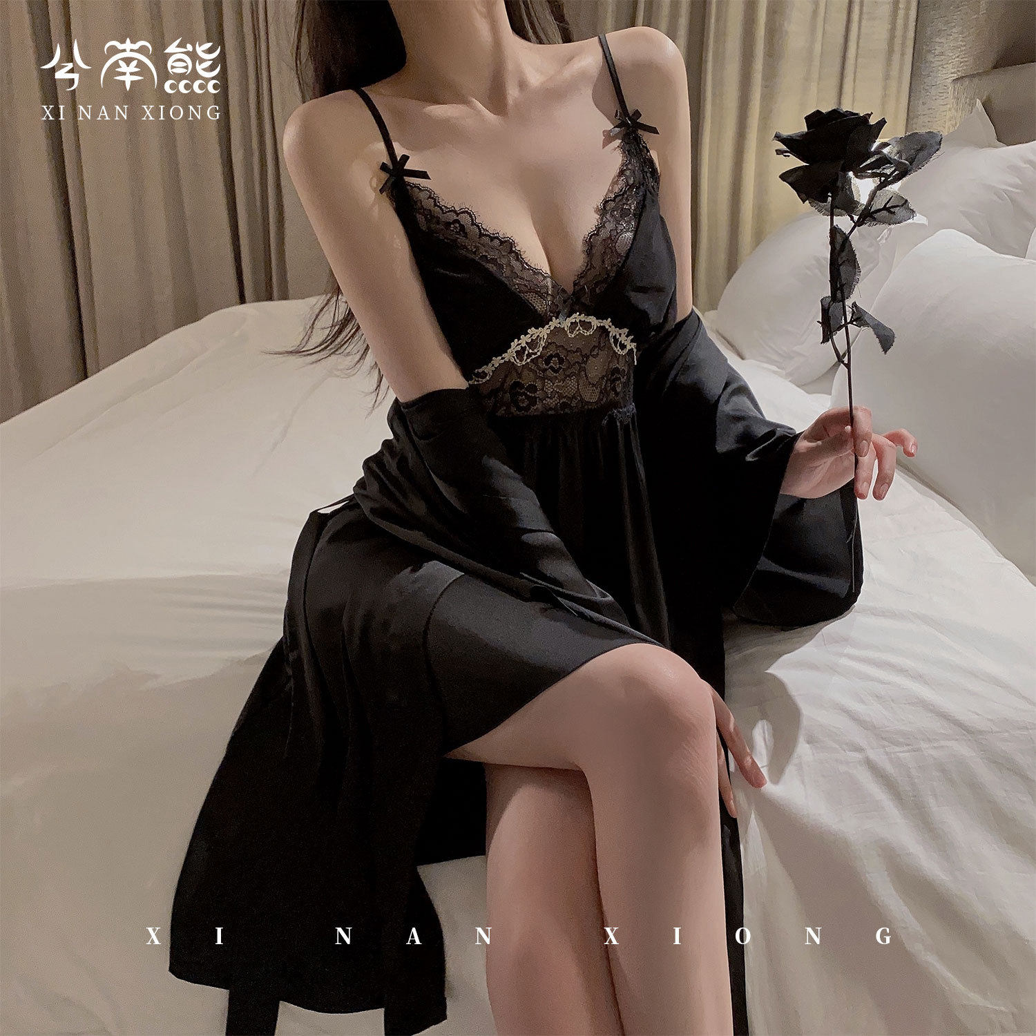 2025新款禁欲系睡衣性感纯欲风女款法式吊带睡裙带胸垫夏季高级感