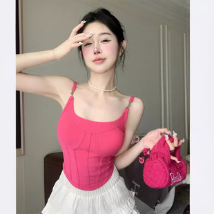 辣妹性感鱼骨吊带背心女夏季 内搭外穿打底短款 无袖 小上衣甜辣修身