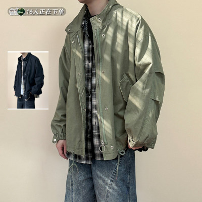 工装休闲男生飞行夹克春季军绿色