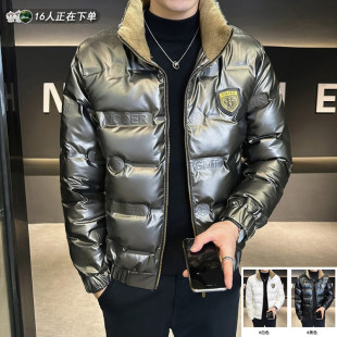 亮面羽绒服男士年轻秋冬季立领外套帅气潮牌2026新款爆款衣服短款