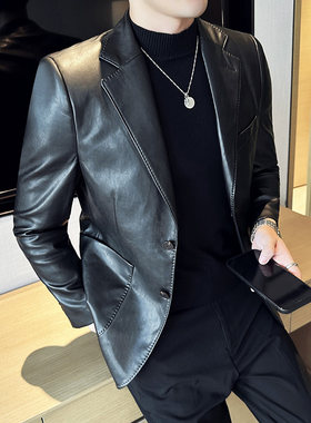 秋季皮衣男士西装外套机车服潮韩