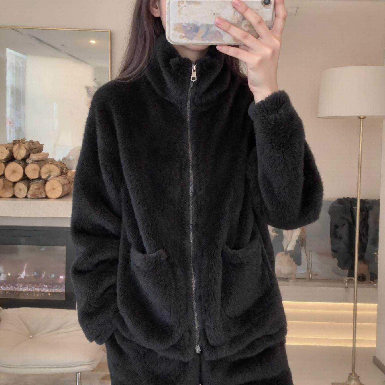 2024年新款珊瑚绒睡衣女冬季欧货高级感加厚保暖家居服套装可外穿