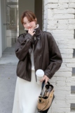 现货2025秋冬款宽松皮衣外套1536608薄P145K198加绒6648P175K248，女装皮衣，艾青服饰