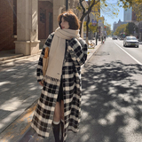 现货已卖开黑白格子毛呢外套高级感赫本风大衣9876P185K288，女装毛呢外套，艾青服饰