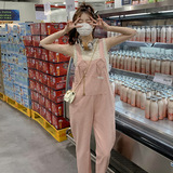 现货新款兔年春夏款减龄兔耳朵牛仔背带裤1316P100控158，女装休闲裤，艾青服饰