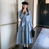 秋季新款现货条纹拼接连衣长裙1532602P135K198，女装连衣裙，艾青服饰