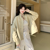 2026新款现货韩版立领抽绳宽松皮衣外套1535218P160K258，女装皮衣，艾青服饰