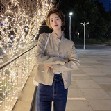 现货显瘦机车PU皮衣女春秋百搭外套皮夹克潮2908269P115控178，女装皮衣，艾青服饰