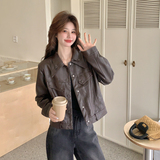 2026新款现货韩版双领皮衣外套1535208P150K248，女装皮衣，艾青服饰