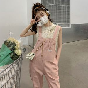 现货 新款兔年春夏款减龄兔耳朵牛仔背带裤1316P100控158图片