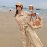 现货连衣裙女夏新款赫本风气质显瘦中裙153158P95控148，女装连衣裙，艾青服饰