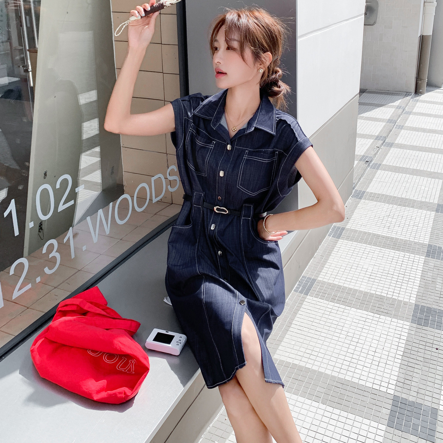 淡人法式气质牛仔衬衫裙女夏季2025新款流行漂亮超好看独特连衣裙,女装连衣裙,艾青服饰