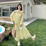 新款7天出花朵刺绣波点套装防晒衬衫半裙两件套1535220P150K248，女装套装/套裙，艾青服饰