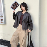 【】现货2025秋新款宽松皮衣外套1536614P150K218，女装皮衣，艾青服饰