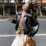 【】现货2025秋新款宽松皮衣外套1536609P145K198，女装皮衣，艾青服饰