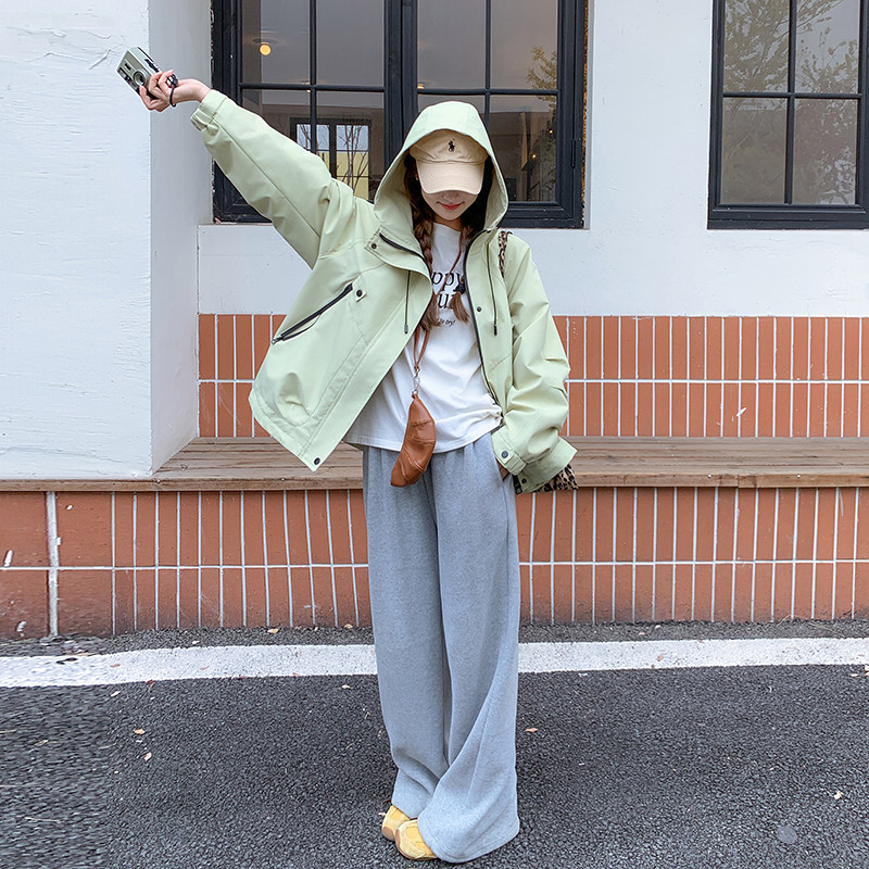 新品现货糖果色连帽冲锋衣1532612P145K198,女装短外套,艾青服饰