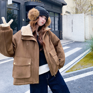 现货 加色 冬季新款 麂皮绒皮毛外套153 6644P200K288，女装短外套，艾青服饰