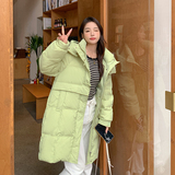 现货50羽绒服牛角扣中长款加厚外套22816P260严控398，女装羽绒服，艾青服饰