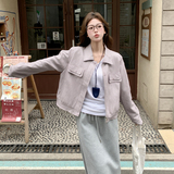 2026新款现货韩版宽松皮衣外套1535210P150K248，女装皮衣，艾青服饰