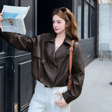 2026新款现货韩版宽松皮衣外套1535214P155K248，女装皮衣，艾青服饰