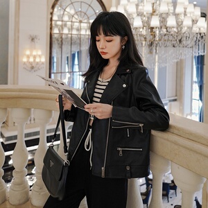 现货 主推 春秋皮夹克水洗PU皮机车服女外套 212P130控188图片