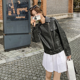 现货新款夹克衫皮衣棒球服外套女宽松PU皮A826P150控228，女装皮衣，艾青服饰