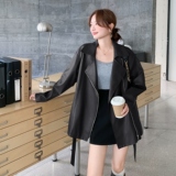 【】现货2025秋新款风衣式宽松皮衣外套1536606P150K218，女装皮衣，艾青服饰