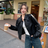 2026新款现货韩版双领皮衣外套1535208P150K248，女装皮衣，艾青服饰