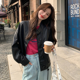 现货新款春秋pu皮夹克机车风皮衣外套9859P130控198，女装皮衣，艾青服饰