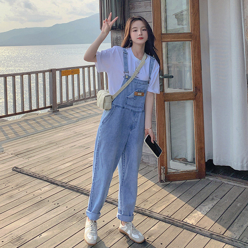 大货已出2021春夏新款复古减龄哈伦牛仔背带裤女487140P90控138，女装牛仔裤，艾青服饰