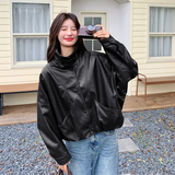 现货加绒秋冬新款宽松皮衣外套6646薄145加绒165K258，女装皮衣，艾青服饰