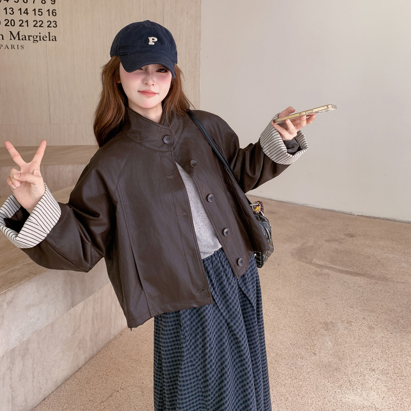 【】现货2026秋新款宽松皮衣外套1536622P145K198,女装皮衣,艾青服饰