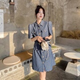 现货主推工艺牛仔字母提花连衣裙小香风2292P100控148，女装连衣裙，艾青服饰