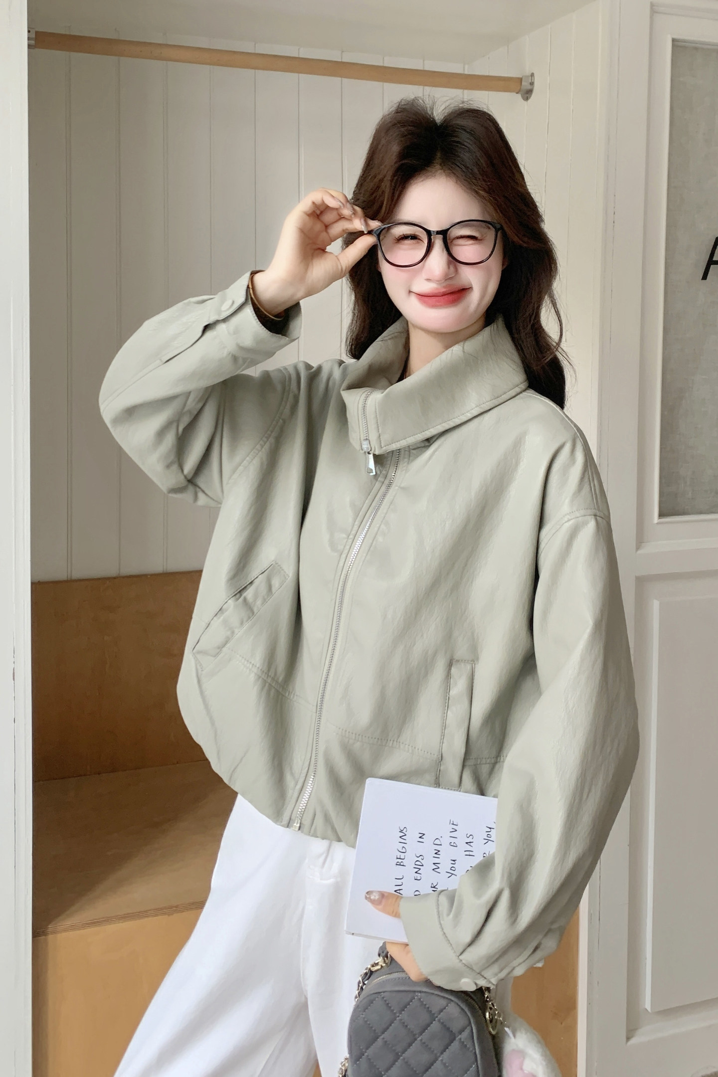 2026新款现货韩版皮衣外套1535203P145K238,女装皮衣,艾青服饰