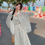 大一直出货春秋夏装波点防晒衬衫半裙两件套2423p125k188，女装套装/套裙，艾青服饰