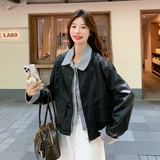【】现货2026秋新款宽松皮衣外套1536610P145K198，女装皮衣，艾青服饰