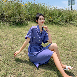 现货 夏棉麻工装气质衬衫女士时尚连衣裙153 61P80控138图片