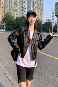 现货 显瘦机车皮衣女春秋百搭外套短款皮夹克潮290 266P125控188图片