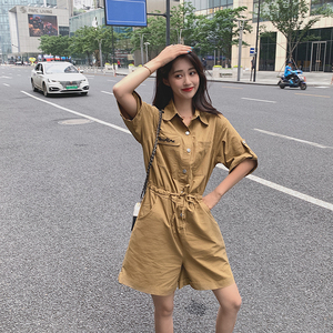 夏季女装连体裤女工装连衣裤收腰连身阔腿裤子18487 59P85控138图片