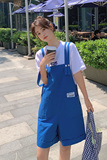 现货21新款时尚显瘦女背带裤短裤487151P75白T15控138，女装休闲裤，艾青服饰