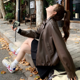 【】现货2026秋新款宽松皮衣外套1536608P145K198，女装皮衣，艾青服饰