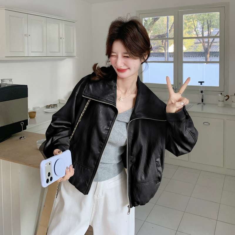 2026新款现货韩版皮衣外套1535203P145K238,女装皮衣,艾青服饰